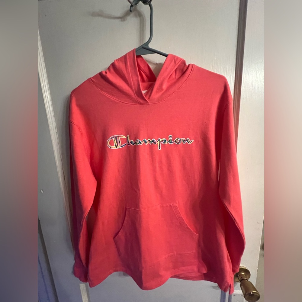 Champion Hoodie Lightweight coral/pink in color